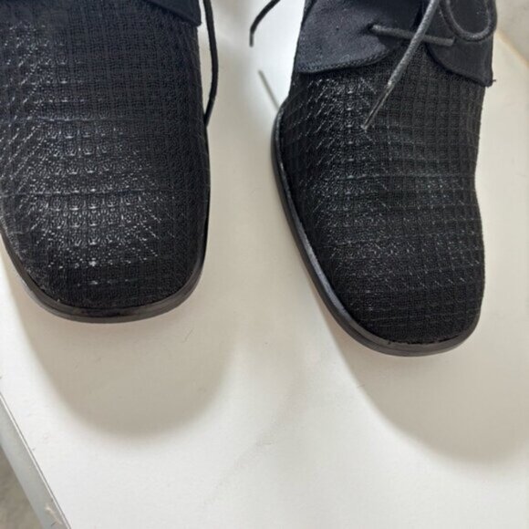 Amalfi (7.5 B) Elegant Italian Black Mesh Oxford Square Toe Lace Up Heels - Picture 7 of 9